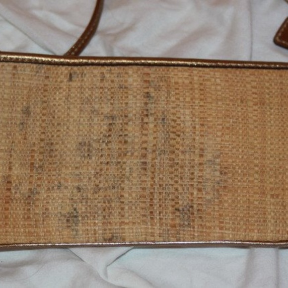 COACH Khaki/Brown Basketweave Wristlet with Floral - Picture 4 of 5